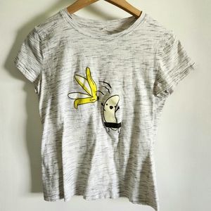 Marled Gray Banana Tee, Size Small